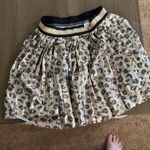Girls Metallic Leopard Print Skirt - Gold